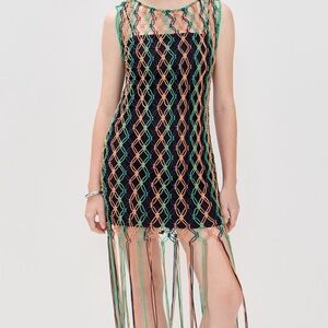 Multicolor Net Overlay Mini Dress